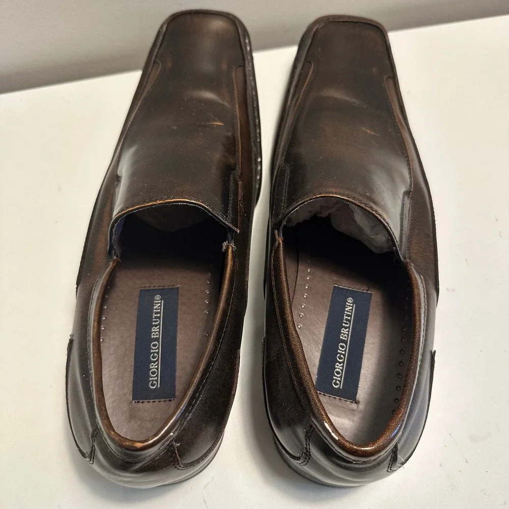 Giorgio‎ Brutini Brown Leather Loafers Dress Shoes Slip On Style sz 9